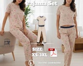 Comfy Knit Pajama Pattern (PDF) - Women's T-Shirt & Pants Set XS-XXXL Beginner