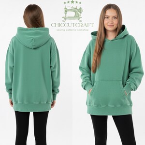 Women's Oversized Hoodie Sewing Pattern: Drop Shoulder Kangaroo Pocket (XS–3XL) – Beginner PDF Pattern