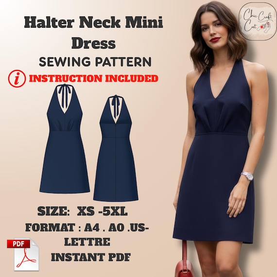 v neck halter dress pattern Rose City Halter Dress Sewing Pattern (PDF)  Sew House Seven