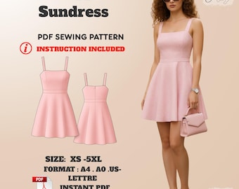 Fit & Flare Sundress Sewing Pattern: Circle Skirt PDF (XS-5XL)