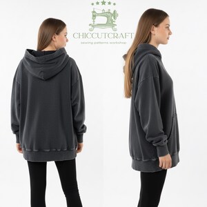 Women's Oversized Hoodie Sewing Pattern: Drop Shoulder Kangaroo Pocket (XS–3XL) – Beginner PDF Pattern
