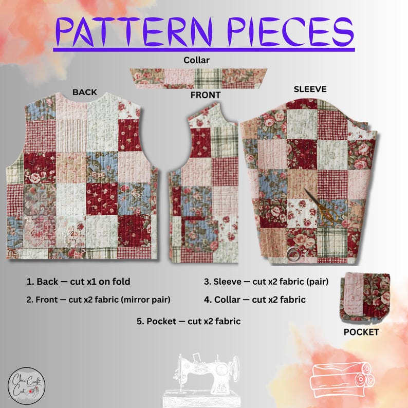 Quilt Jacket Sewing Pattern: Patchwork Chore Coat (XS–2XL) PDF.