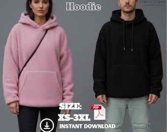 Oversized Sherpa Hoodie Sewing Pattern: Unisex Winter Pullover (PDF Pattern, Sizes XS–3XL)