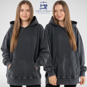 Oversized Hoodie Sewing Pattern: Drop Shoulder, Kangaroo Pocket (XS-3XL) (PDF Pattern)