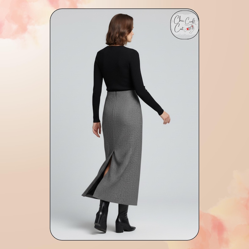 Maxi Pencil Skirt Sewing Pattern: Back Vent (XS–4XL) – PDF