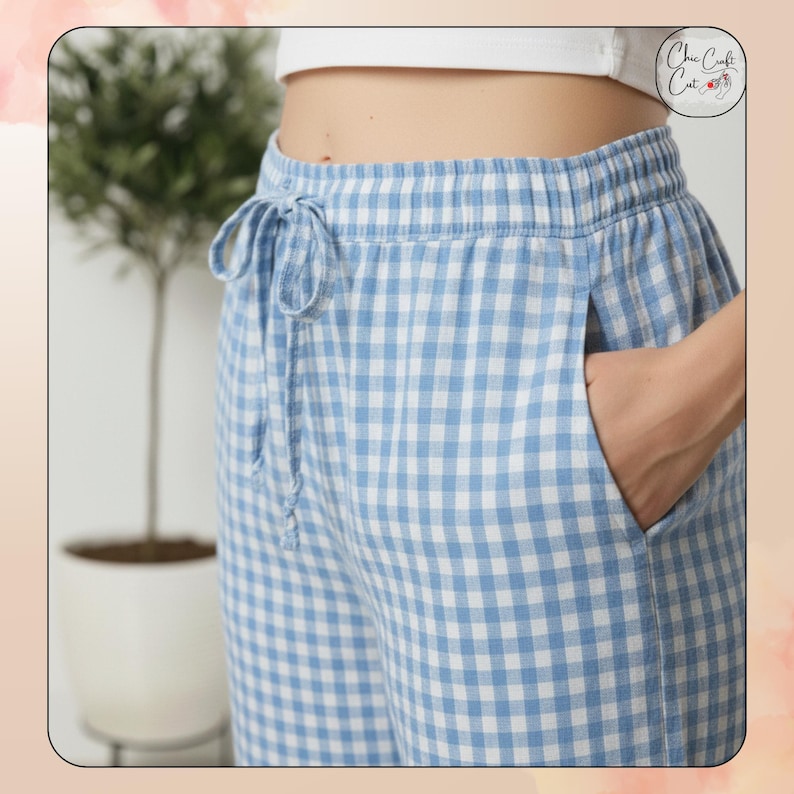 Wide Leg Lounge Trousers Sewing Pattern: Elastic Drawstring Waist (XS–3XL) – PDF