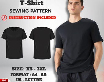 Men’s T-Shirt Sewing Pattern: Classic Crew Neck Tee (XS–3XL) PDF.