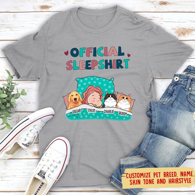 Personalized Pet Sleep Shirt Cat Dog Official Sleep Shirt Etsy