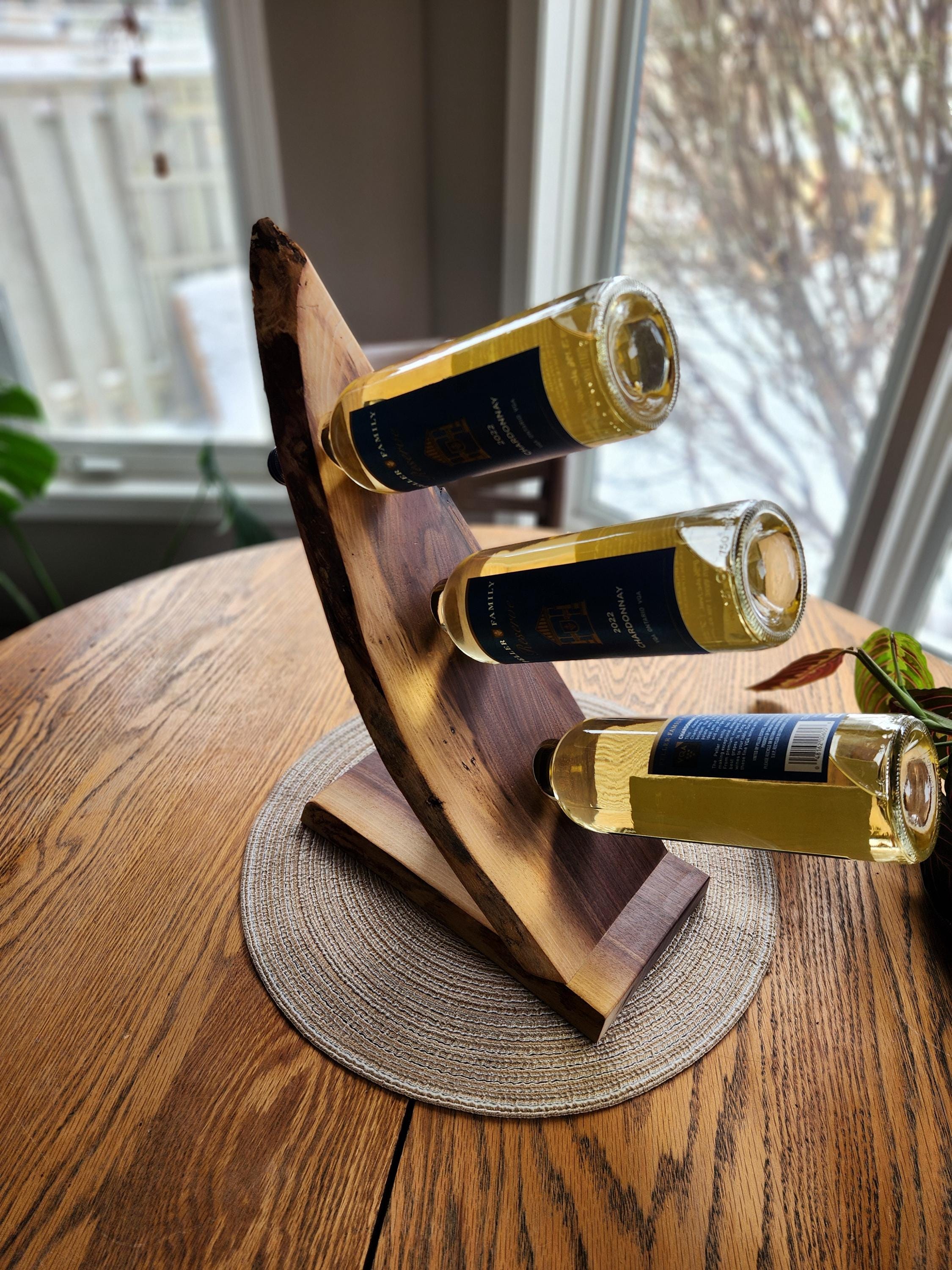 Handcrafted Live Edge Walnut Wine Bottle Holder