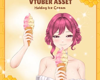 Live2D VTuber Holding Ice Cream | Rigged Vtuber Hand Asset | Vtube Studio Ready