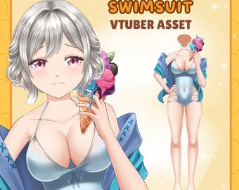 Live2D VTuber Swimsuit Outfit | Rigged Vtuber Asset | Ready to Use