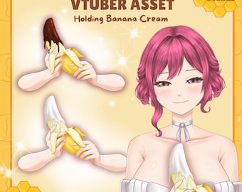 Vtuber Asset Holding Banana Cream | Ready to Use | PNG Download