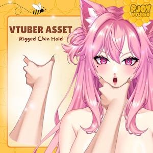 Live2D VTuber Chin Hold Hand | Rigged Anime Pose Asset image 2