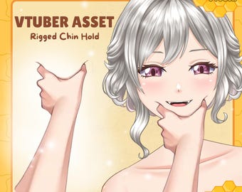 Live2D VTuber Chin Hold Hand | Rigged Anime Pose Asset