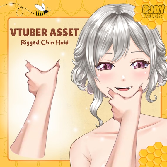 Live2D VTuber Chin Hold Hand | Rigged Anime Pose Asset
