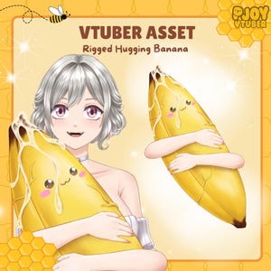 Live2d Hugging Banana Rigged Vtuber Asset | Animated Hand Prop | Vtube Studio Ready