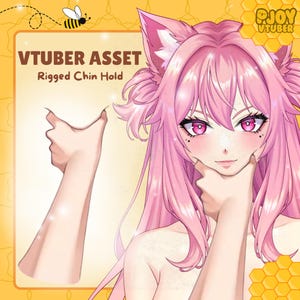 Live2D VTuber Chin Hold Hand | Rigged Anime Pose Asset image 3