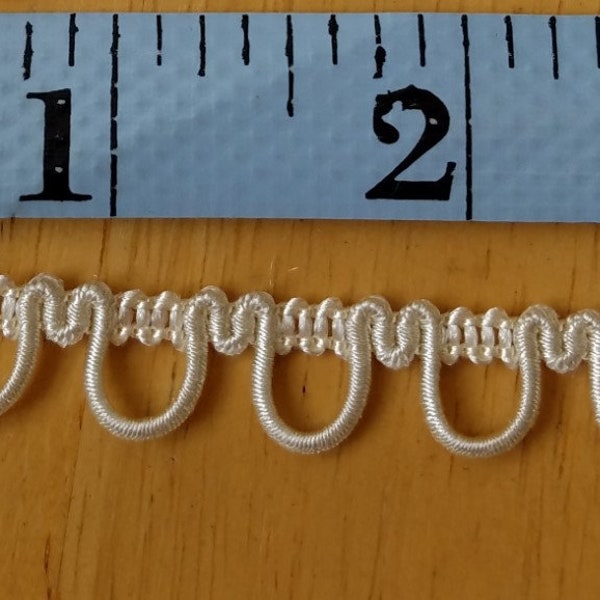 Ivory I/2" Elastisized Button Looping, Per Yard