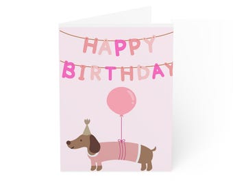 Dachshund Birthday Card | Playful Wiener Dog Illustration