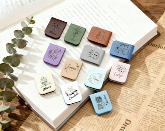 Floral Leather Magnetic Bookmark, Customized Gift