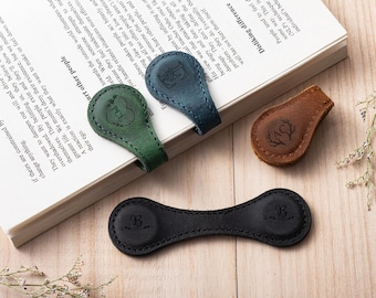 Personalized Leather Magnetic Bookmark, Custom Reader Gift