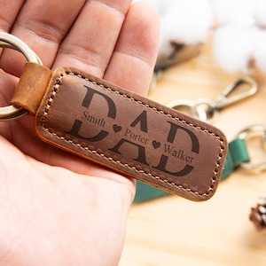 Monogrammed Leather Key Fob, Personalised Leather Keyring, Key Fob Gifts for her and him,Engraved Leather Keychain for Men,Birthday Gift