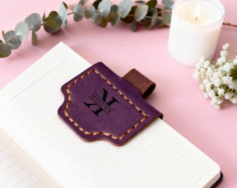 Personalized Leather Magnetic Bookmark with Pen Clip: Handmade Reader Gift