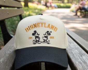 Vintage Disneyland-hatt med Musse Pigg och Mimmi | Disney 1955 basebollkeps | Retro broderad Disney-hatt, present till parkbesökare och fans