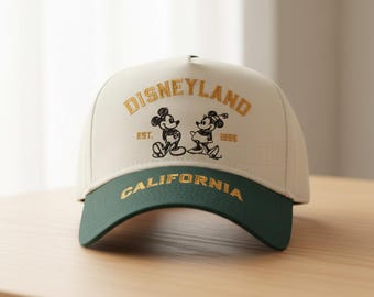 Vintage Disneyland Hat with Mickey and Minnie | Disney 1955 Baseball Cap | Retro Embroidered Disney Hat Gift for Park Trips & Fans