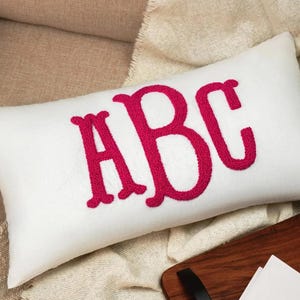Custom Punch Needle Pillow | Personalized Embroidered Name or Monogram Cushion | Graduation Gift | Dorm or Kids Room Home Decor