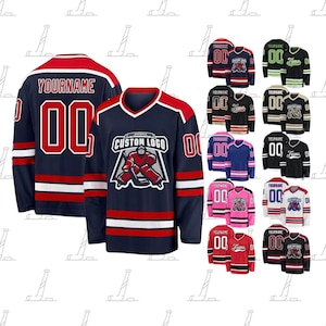 Benutzerdefinierte Hockey Jersey gedruckt genähte personalisierte Name Anzahl Logo Sport Hockey lange Ärmel für Männer Frauen Kinder Kleinkind Fan