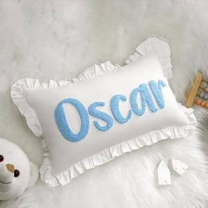 Custom Punch Needle Pillow | Personalized Embroidered Name or Monogram Cushion | Graduation Gift | Dorm or Kids Room Home Decor