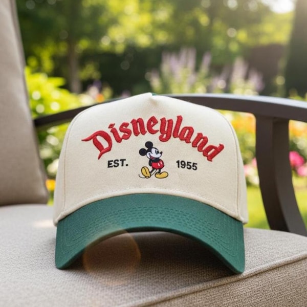Vintage Disneyland Hat with Mickey, Disney 1955 Baseball Cap, Retro Embroidered Disney Hat Gift for Park Trips & Fans, Magical Park Hat
