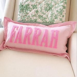 Personalized Punch Needle Name Pillow Cover, Custom Baby Gift, Baby Shower Gift, New Mom Gift, Baby Announcement, Kids Room Decor, Gift