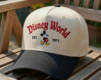 Vintage Disney World Hat with Mickey, Disney 1971 Baseball Cap, Retro Embroidered Disney Hat Gift for Park Trips & Fans, Magical Park Hat