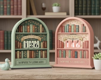 Personalized Books Read This Year Tracker, Wooden Reading Goal Counter, Book Shelf Decor, Library Tracker Sign, Unique Gift for Book Lovers