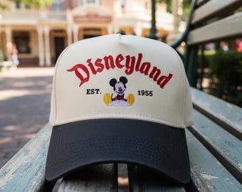 Gorra vintage de Disneyland con Mickey, gorra de béisbol Disney de 1955, gorra Disney bordada retro, regalo para viajes al parque y fanáticos, gorra mágica del parque.