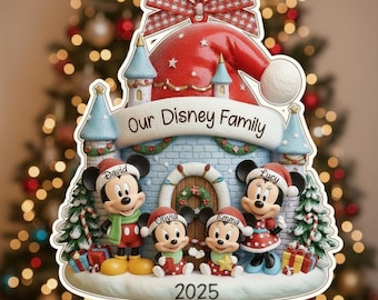 Personalized Christmas Acrylic Ornament, Family Christmas Tree Decor, Mickey & Minnie Christmas Ornament, Disney Couple Christmas Gift