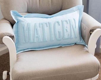 Custom Punch Needle Pillow | Personalized Embroidered Name or Monogram Cushion | Graduation Gift | Dorm or The Children Room Home Decor