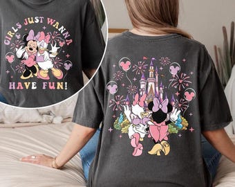 Comfort Color Magic Kingdom Girls Trip Shirt, Girls Just Wanna Have Fun Shirt, Minnie Daisy Castle Tee, Disneyland Vacation Graphic Tees