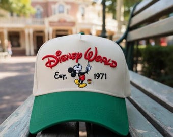 Disney World 1971 Embroidered Hat, Vintage Mickey Disney Cap, Classic Disney World Baseball Hat, Disney Trip Outfit, Theme Park Hat
