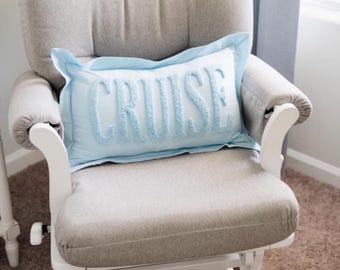 Custom Punch Needle Pillow | Personalized Embroidered Name or Monogram Cushion | Graduation Gift | Dorm Room Home Decor