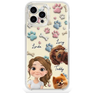 Lovely Dog And Human Cartoon, Personalized Custom Phone Case, Custom Pet Phone Case Using Pet Name Custom Dog Phone Case