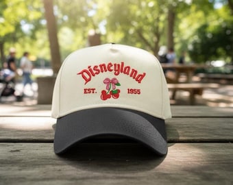 Disneyland EST 1955 Embroidered Baseball Cap, Cherry Bow Hat, Coquette Aesthetic Disney Hat, Vintage Disney Park Hat, Inspired Cap
