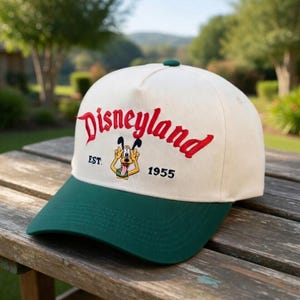 Vintage Disneyland Hat with Pluto, Disney 1955 Baseball Cap, Retro Embroidered Disney Hat Gift for Park Trips & Fans, Magical Park Hat