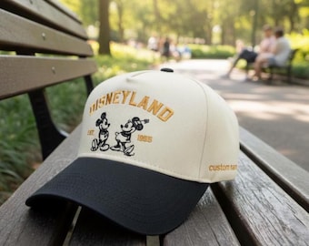 Gorra de Disneyland con nombre personalizado de Mickey y Minnie, gorra de béisbol Disney de 1955, gorra Disney bordada retro personalizada, regalo para viajes al parque y fanáticos.