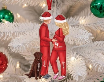 Custom Expecting Parents Christmas Ornament, Pregnancy Ornament Personalized Acrylic Ornament, Baby Arriving Ornament 2025, New Dad Gift