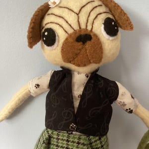 Felt animal doll: pug dog