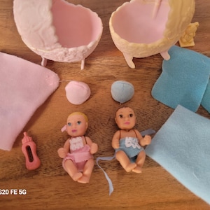 vintage barbie twin babies girl and boy
