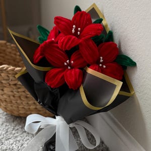 Handmade Red Flower Bouquet | Artificial Floral Arrangement | Long-Lasting Decorative Gift for Home, Birthday & Anniversary